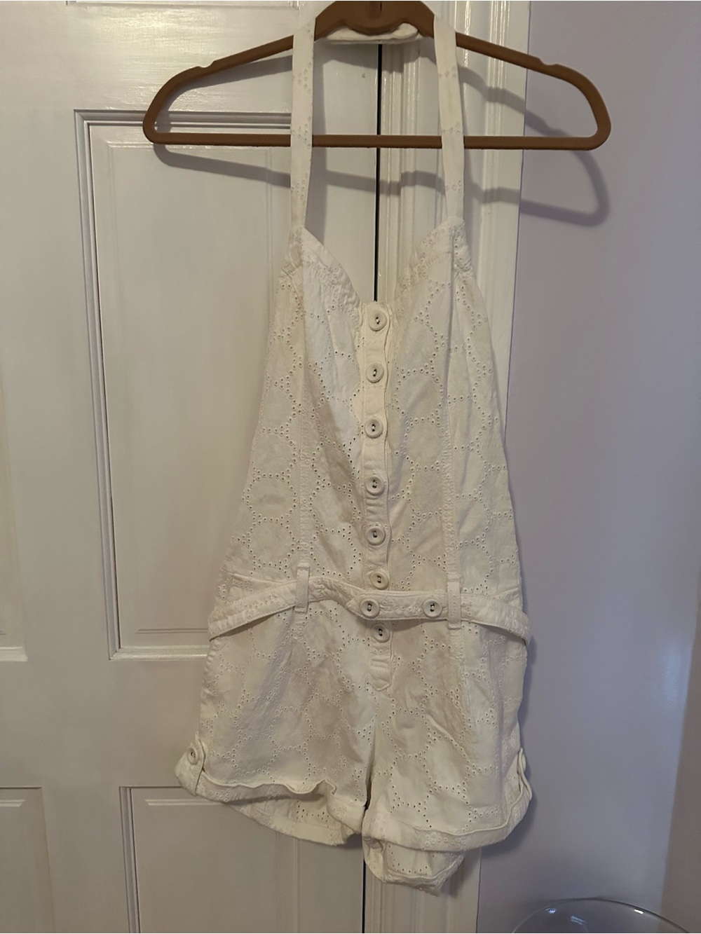 7 For All Mankind White Eyelet Cotton Tank Top